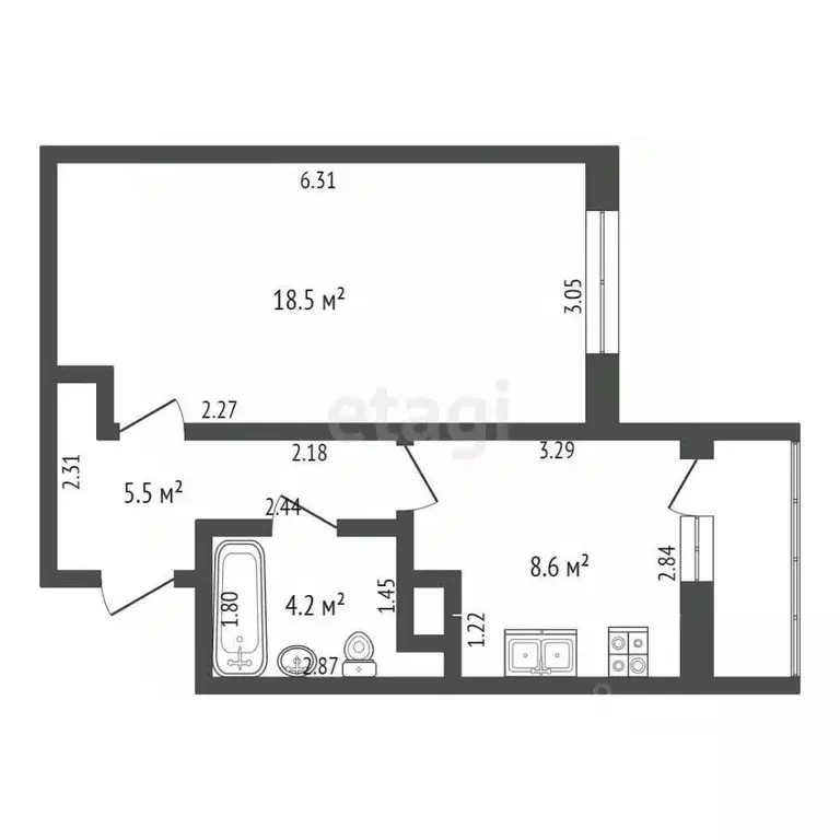 1-к кв. Ульяновская область, Ульяновск Ипподромная ул., 4А (36.8 м) - Фото 1
