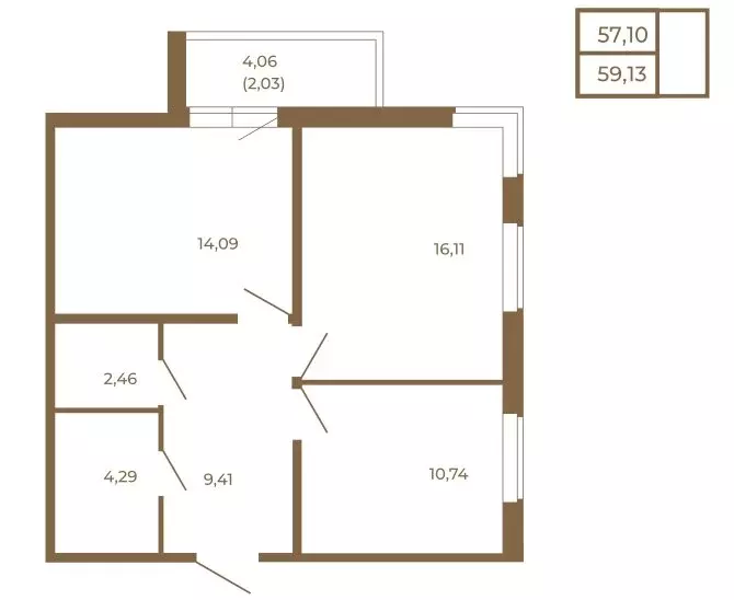 2-комнатная квартира: Сертолово, ЖК Новая История (59.13 м) - Фото 2