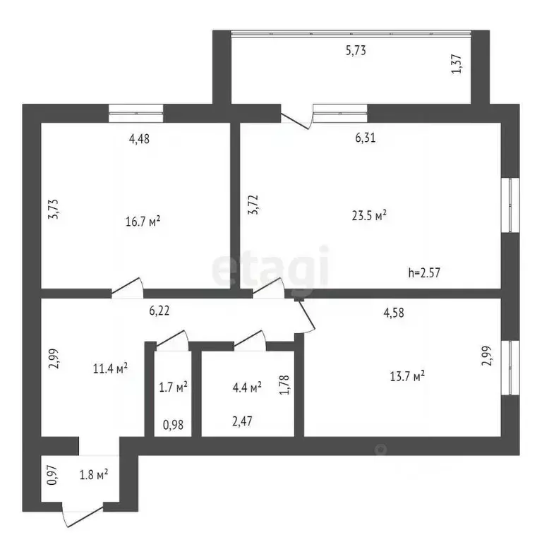 2-к кв. Амурская область, Благовещенск Игнатьевское ш., 14/12 (73.2 м) - Фото 1