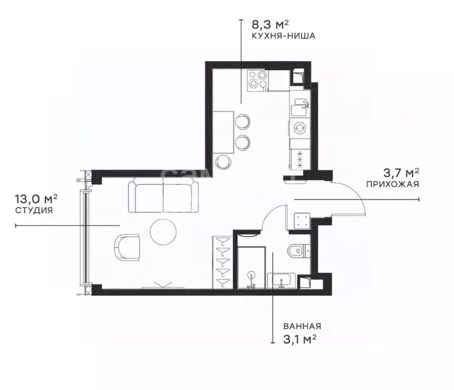 2-к кв. Москва 2-я Хуторская ул., 34 (28.0 м) - Фото 2