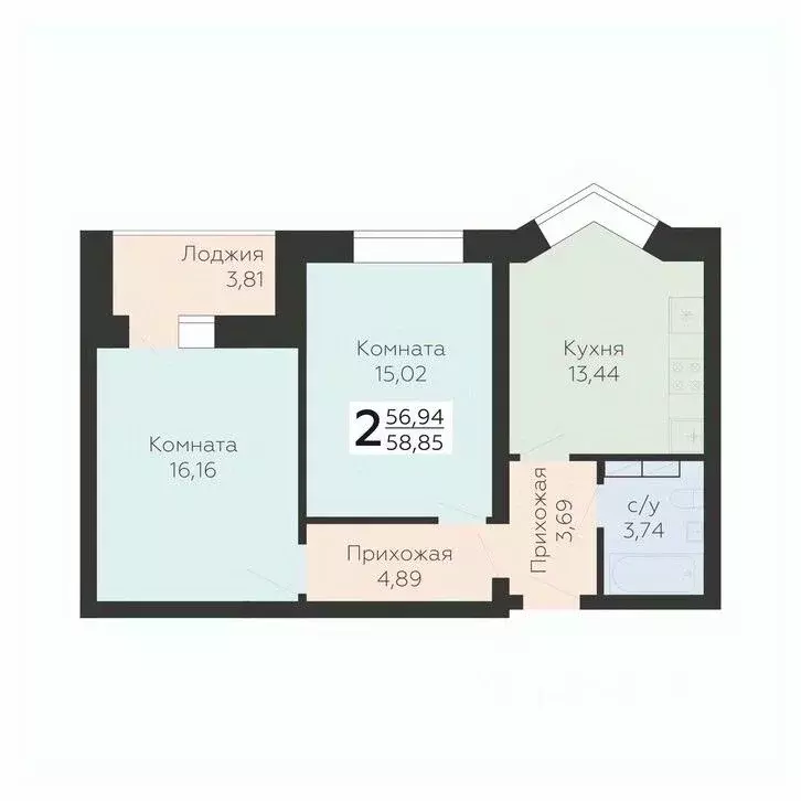 2-к кв. Орловская область, Орел ул. Панчука, 83Б (58.85 м) - Фото 0