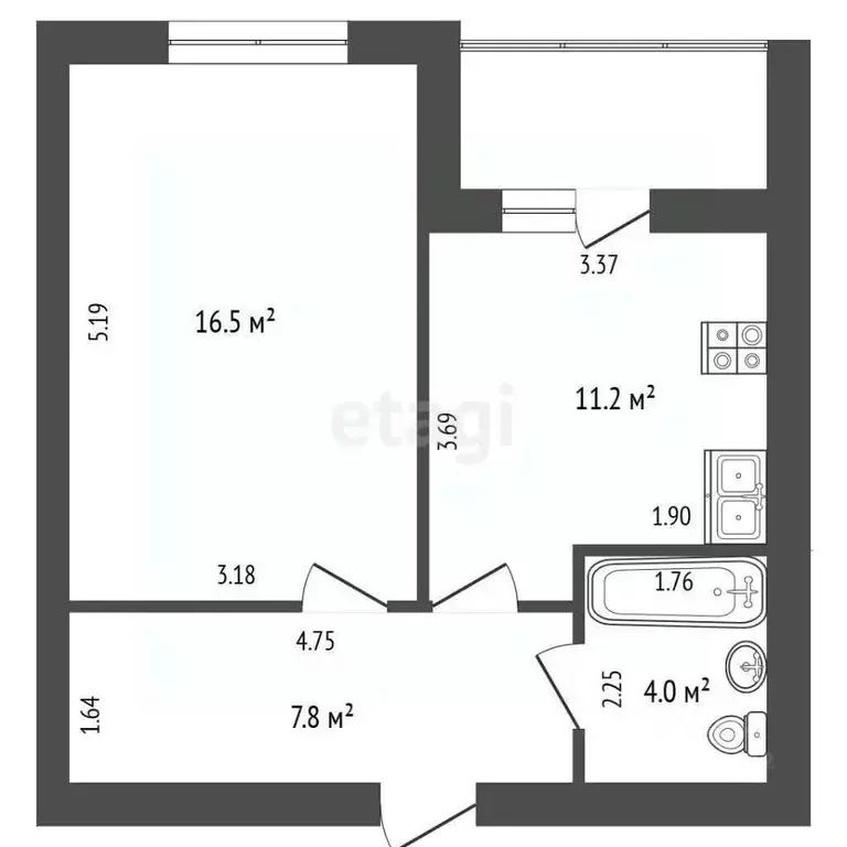 1-к кв. Кемеровская область, Кемерово бул. Строителей, 60 (39.5 м) - Фото 2