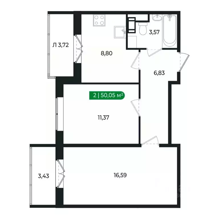 2-к кв. Ленинградская область, Сертолово Всеволожский район, ... - Фото 2