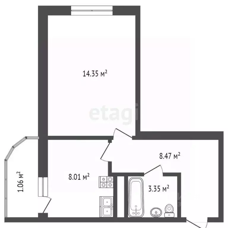 1-к кв. Ростовская область, Ростов-на-Дону ул. Пановой, 30к2 (35.0 м) - Фото 1