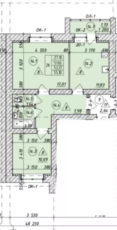 Продаётся 2-к квартира, 55.1 м - Фото 0