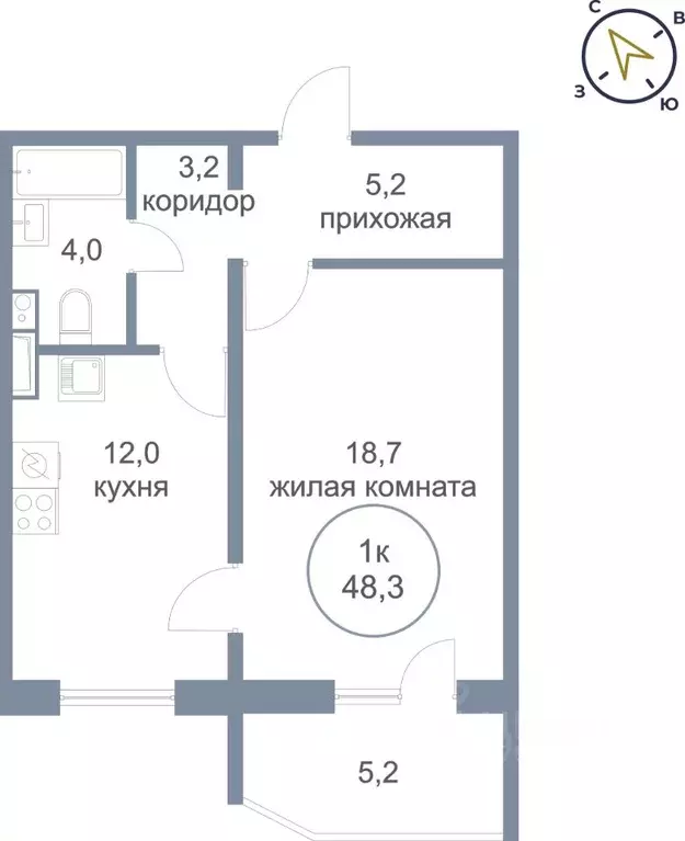 1-к кв. Ханты-Мансийский АО, Нефтеюганск 5-й мкр, 50 (48.3 м) - Фото 0