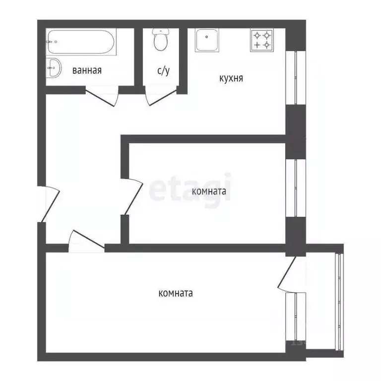 2-к кв. Курганская область, Курган Заозерный жилрайон, 6-й мкр, 26 ... - Фото 2