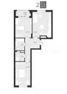 2-к. квартира, 62,5 м, 1/9 эт. - Фото 1