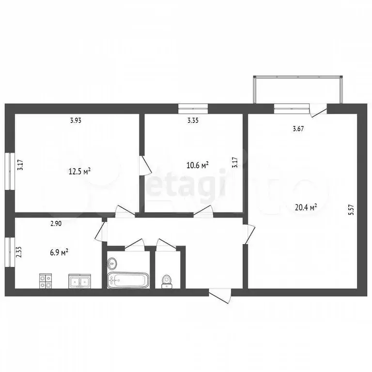 3-к. квартира, 60 м, 8/10 эт. - Фото 0