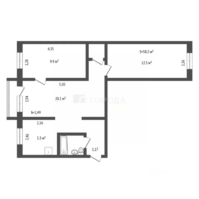3-к кв. Кемеровская область, Новокузнецк ул. Разведчиков, 52 (58.2 м) - Фото 2