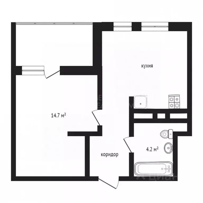 1-к кв. Тюменская область, Тюмень ул. Пожарных и Спасателей, 5к1 (38.5 ... - Фото 2
