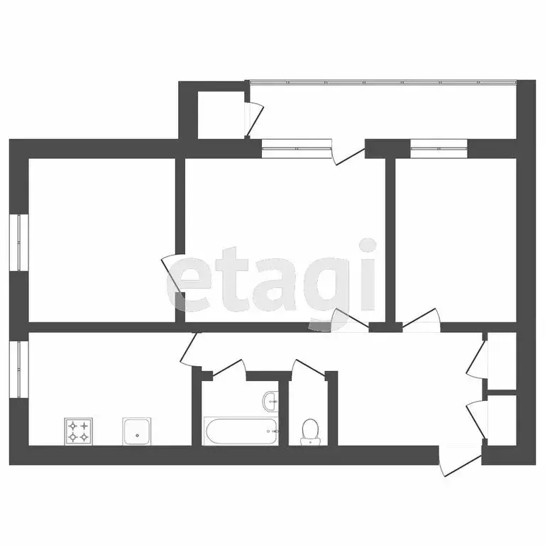 3-комнатная квартира: Тюмень, Первомайская улица, 60 (62.2 м) - Фото 1
