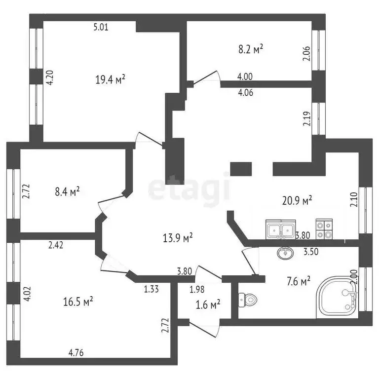 4-комнатная квартира: Петрозаводск, улица Анохина, 8 (96.5 м) - Фото 0