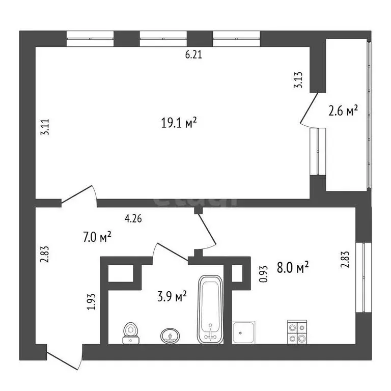 1-комнатная квартира: Санкт-Петербург, Дунайский проспект, 28к2 (40.6 ... - Фото 1