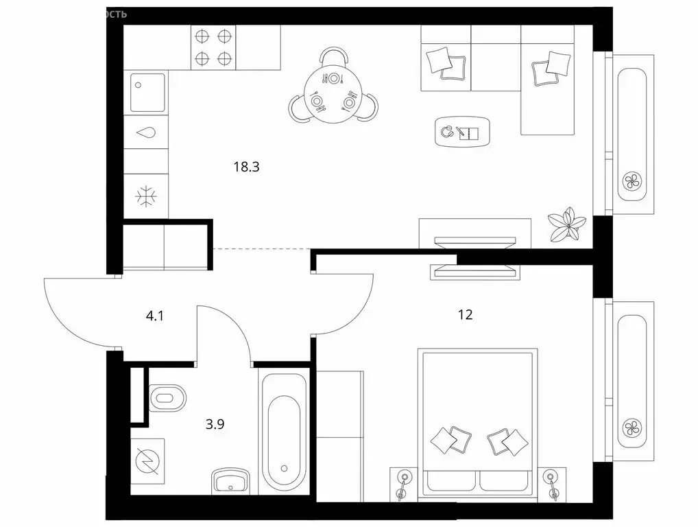1-комнатная квартира: Зеленоград, 22-й микрорайон, ЖК Зелёный Парк, ... - Фото 1