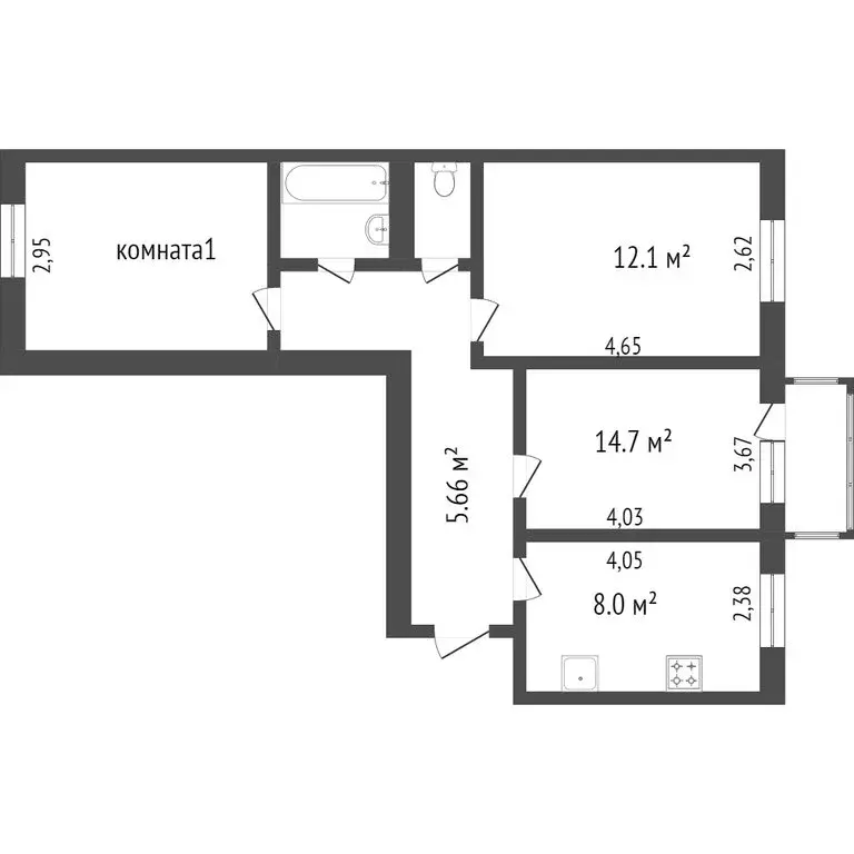 3-комнатная квартира: Улан-Удэ, Столбовая улица, 58 (65.8 м) - Фото 1