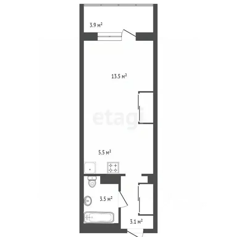 Студия Красноярский край, Красноярск Соколовская ул., 64 (29.9 м) - Фото 2