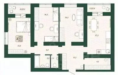 3-к кв. Самарская область, Волжский район, Смышляевка городское ... - Фото 1