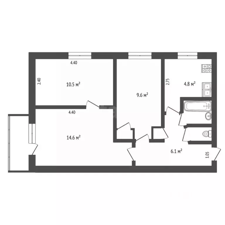 2-к кв. Вологодская область, Вологда ул. Летчика Каберова, 11 (51.9 м) - Фото 2
