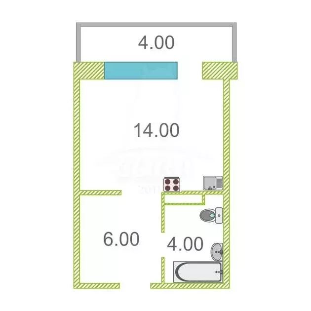 Квартира-студия: Тобольск, 15-й микрорайон, 37 (23.4 м) - Фото 1
