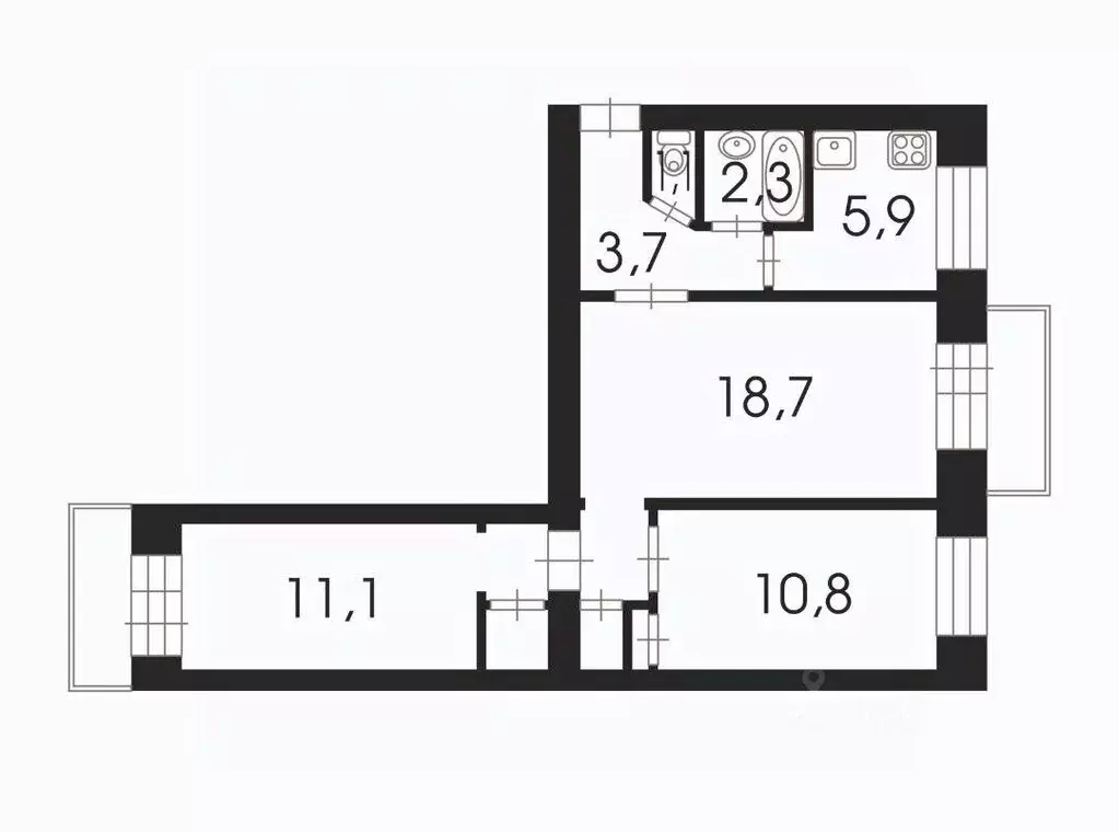 3-к кв. Санкт-Петербург ул. Трефолева, 15 (56.0 м) - Фото 1