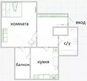 1-к. квартира, 44 м, 12/25 эт. - Фото 0