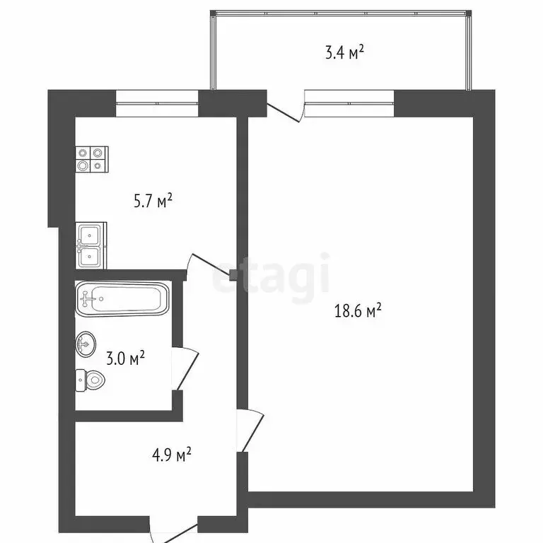 1-комнатная квартира: Ишим, улица Карла Маркса, 9 (27.6 м) - Фото 0