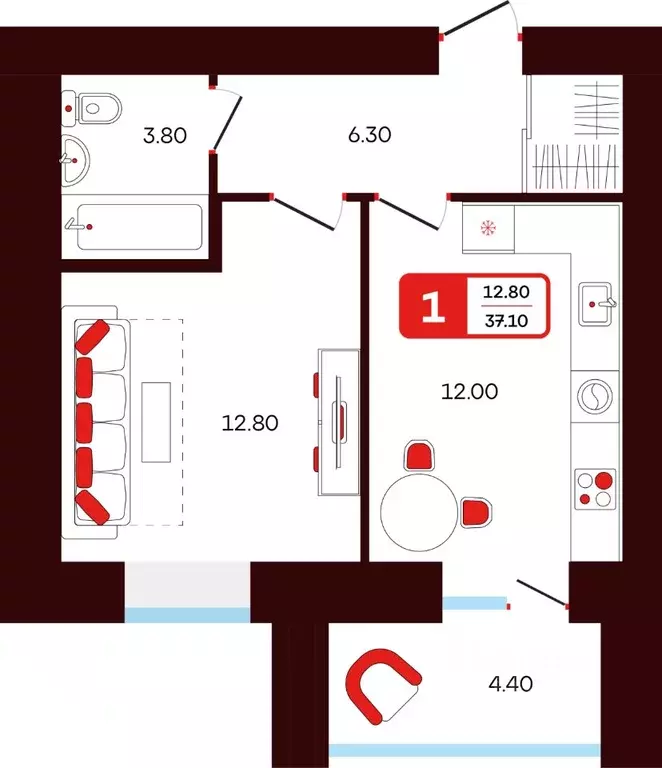 1-к кв. Башкортостан, Туймазы пер. Луначарского, 5 (37.1 м) - Фото 1