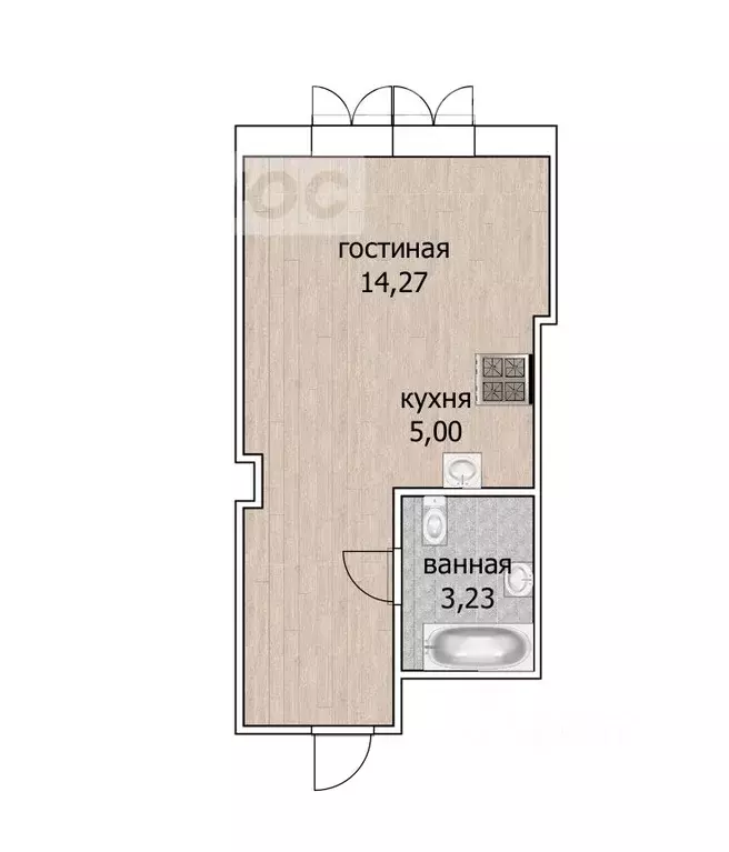 Студия Башкортостан, Уфа Бакалинская ул., 4 (22.5 м) - Фото 1