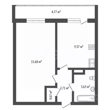 1-к кв. Тюменская область, Тюмень ул. Новоселов, 107к2 (34.0 м)