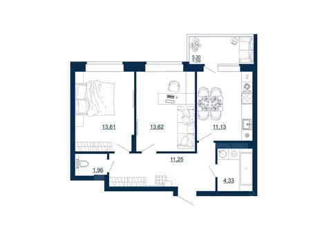2-к кв. Воронежская область, Воронеж Московский просп., 66 (57.49 м)