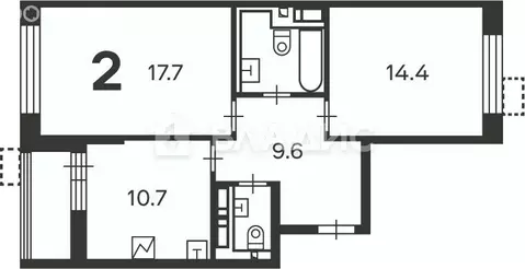 2-комнатная квартира: Москва, Бескудниковский бульвар, 50/1 (58.3 м)