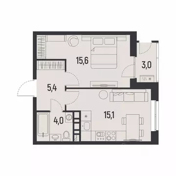 1-к кв. Пермский край, Пермь Ераничи мкр,  (41.6 м)