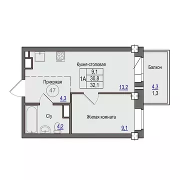 1-к кв. Псковская область, Псковский район, Завеличенская волость, д. ...