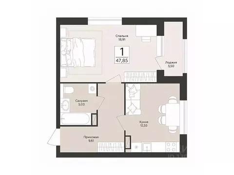 1-к кв. Воронежская область, Воронеж Эклипс жилой комплекс (47.85 м)