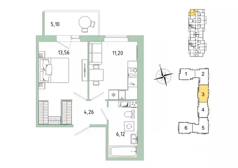 1-к кв. Ленинградская область, Гатчина Въезд мкр,  (36.67 м)