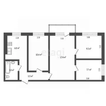 4-к кв. Белгородская область, Белгород ул. Гагарина, 5 (61.0 м)