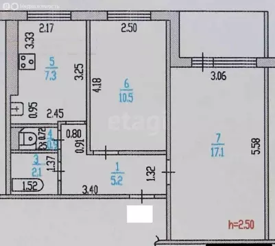 2-комнатная квартира: Барнаул, микрорайон Докучаево, улица Шукшина, 34 ...