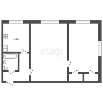 2-к кв. Нижегородская область, Выкса Гоголя мкр, 43 (37.6 м)