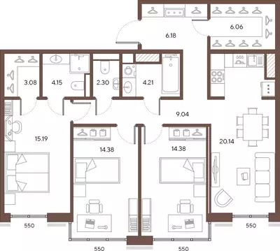 3-комнатная квартира: Санкт-Петербург, 20-я линия Васильевского ...