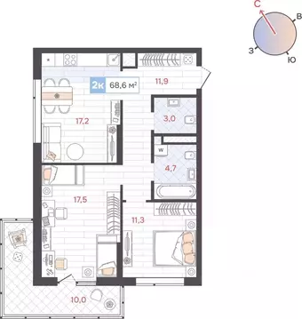 2-к кв. Свердловская область, Екатеринбург Юго-Западный жилрайон, ДА ...