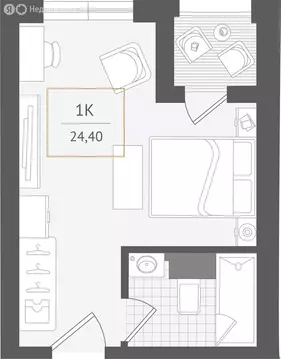 1-комнатная квартира: Сочи, улица Ленина, 280А (24.4 м)