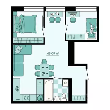 1-к кв. Приморский край, Владивосток ул. Грязелечебница (48.09 м)