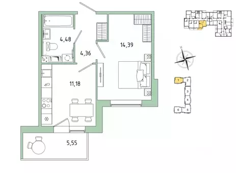 1-к кв. Ленинградская область, Гатчина Въезд мкр,  (36.08 м)