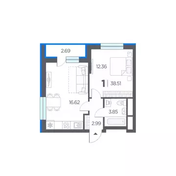 1-к кв. Рязанская область, Рязанский муниципальный округ, с. Дядьково ...