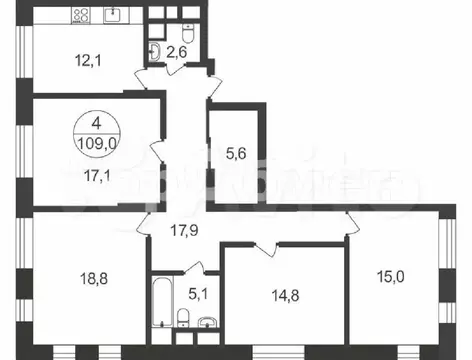 Продается 4-комнатная квартира