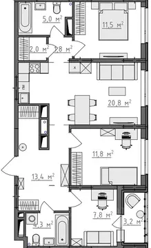 3-к кв. Владимирская область, Владимир Сновицы-Веризино мкр,  (80.0 м)
