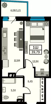 1-к кв. Ростовская область, Ростов-на-Дону ул. Ларина, 45с11 (39.06 м)