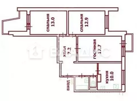 3-комнатная квартира: Москва, улица Авиаторов, 6 (76 м)