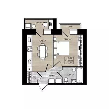 1-к кв. Ярославская область, Ярославль 2-й мкр,  (37.59 м)